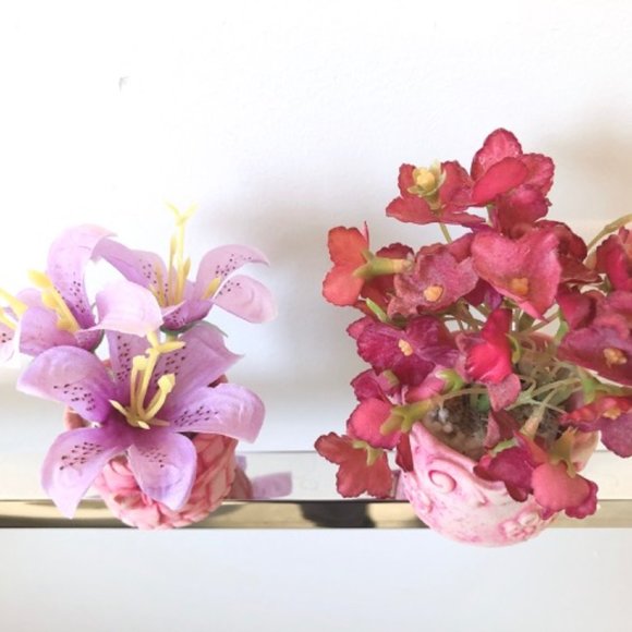 Vintage Spring Mini Artificial Flower and Pot Bow - Picture 5 of 8